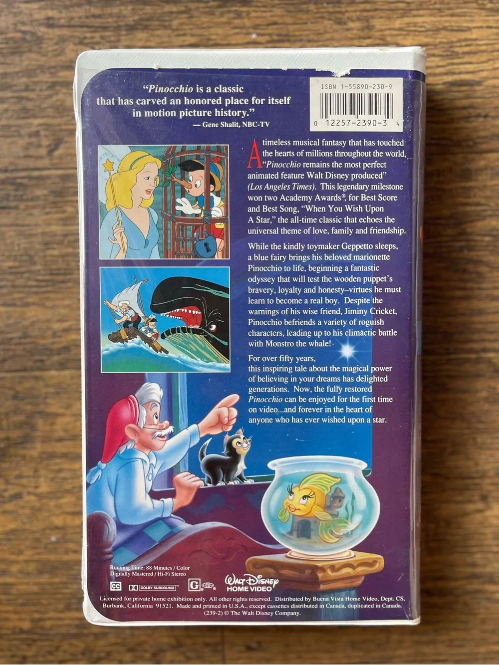 Pinocchio VHS 1993 Walt Disney Masterpiece Collection #239
